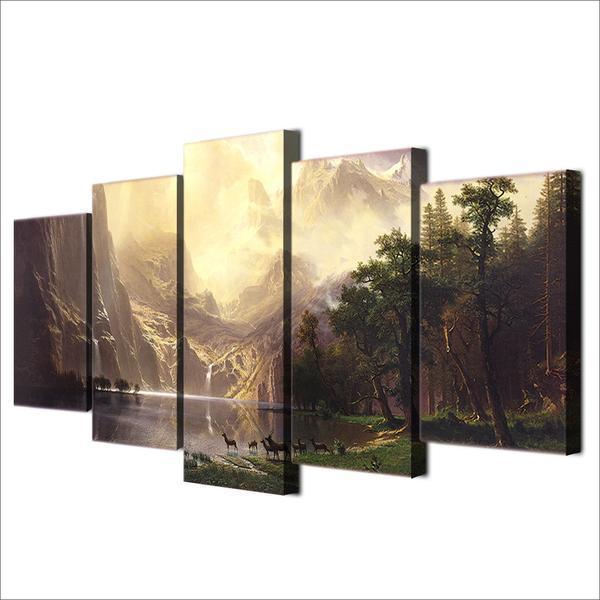 Mountain Lake Landscape Nature Canvas Wall Art