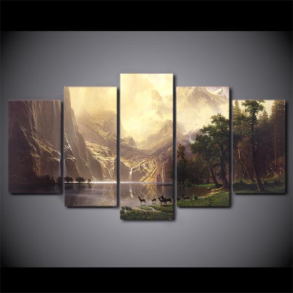 Mountain Lake Landscape Nature Canvas Wall Art