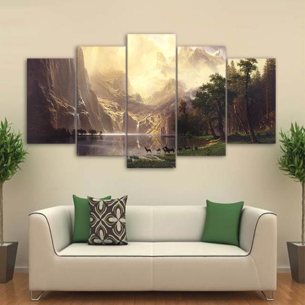 Mountain Lake Landscape Nature Canvas Wall Art