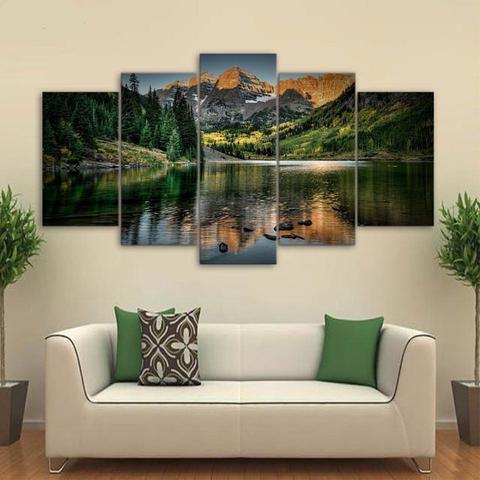 Mountain Lake Nature Canvas Wall Art