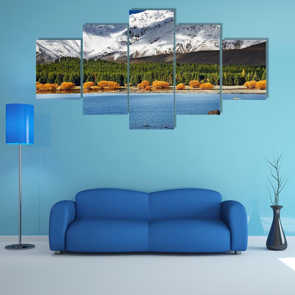 Mountain Landscape With Lake Tekapo Nature Canvas Wall Art