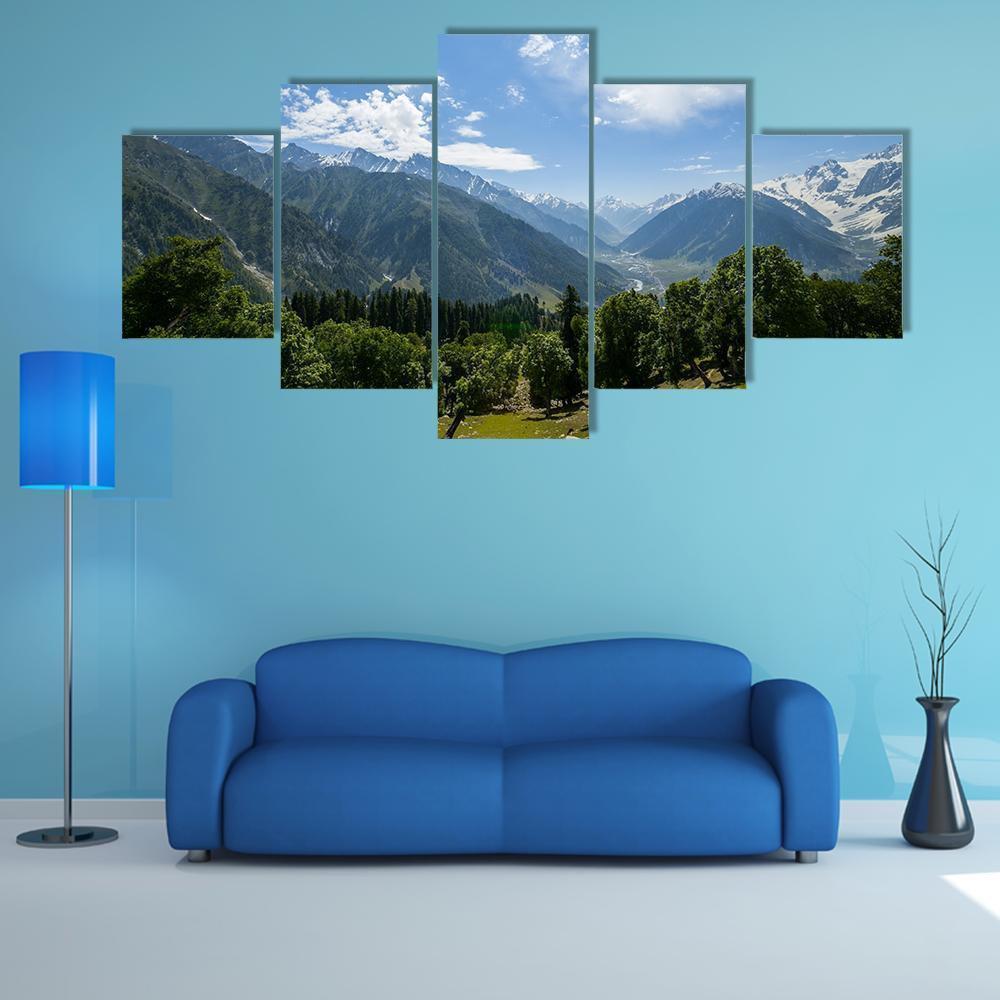 Mountain Range With Forest Nature Canvas Wall Art