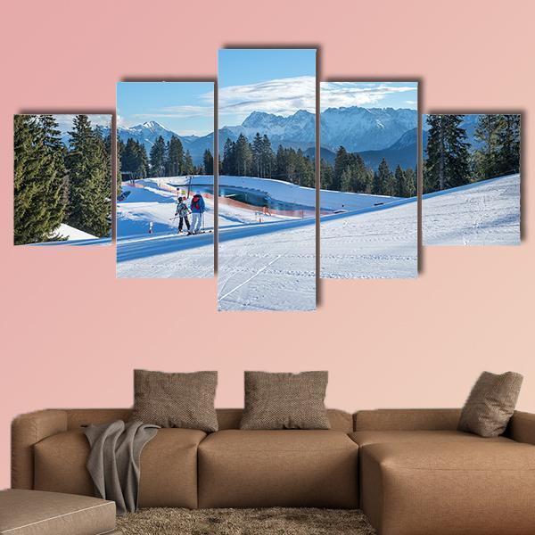 Mountain Skiing Slopes Nature Canvas Wall Art