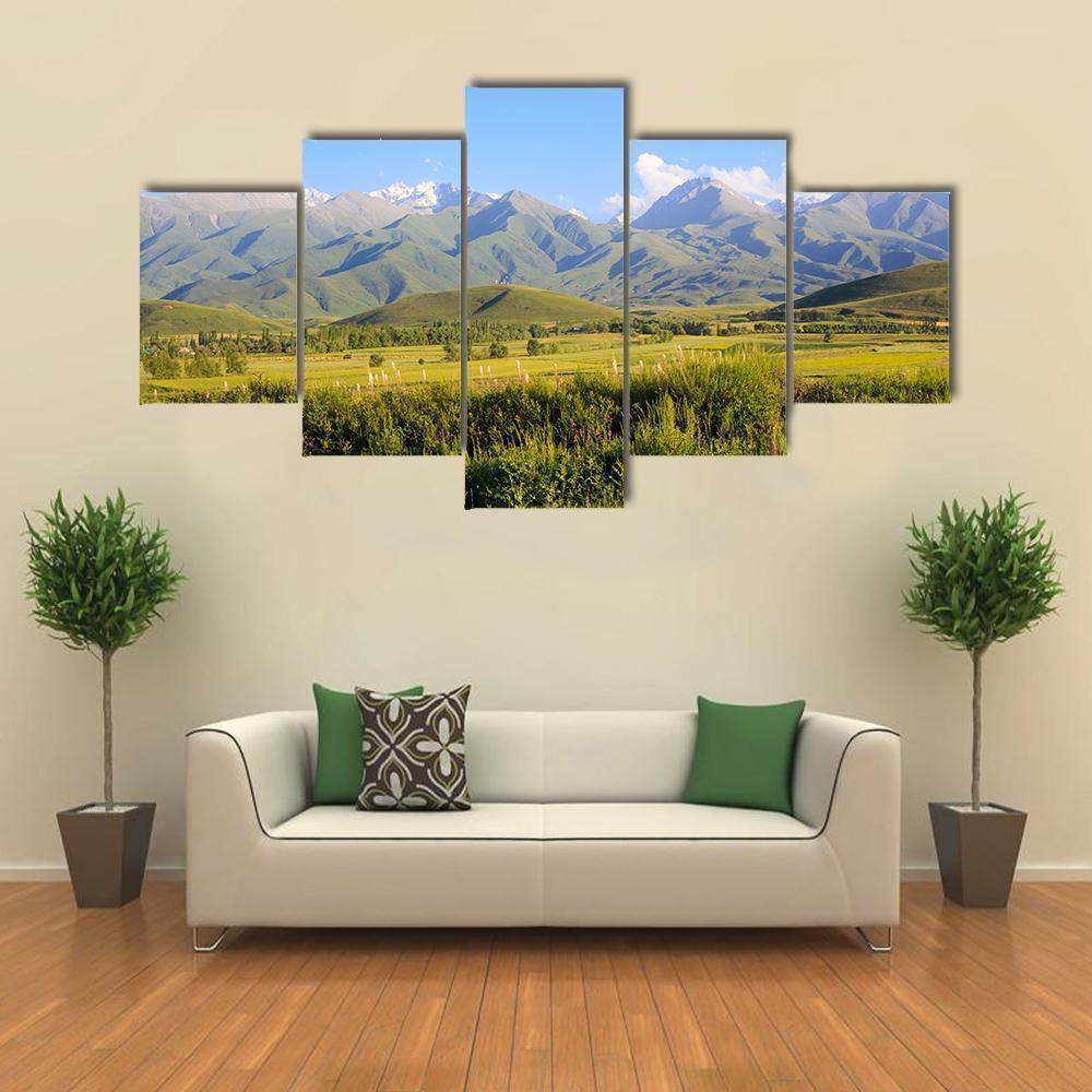 Mountains And Green Fields Nature Canvas Wall Art