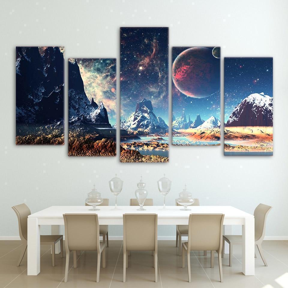 Mountains and Space Canvas Wall Art