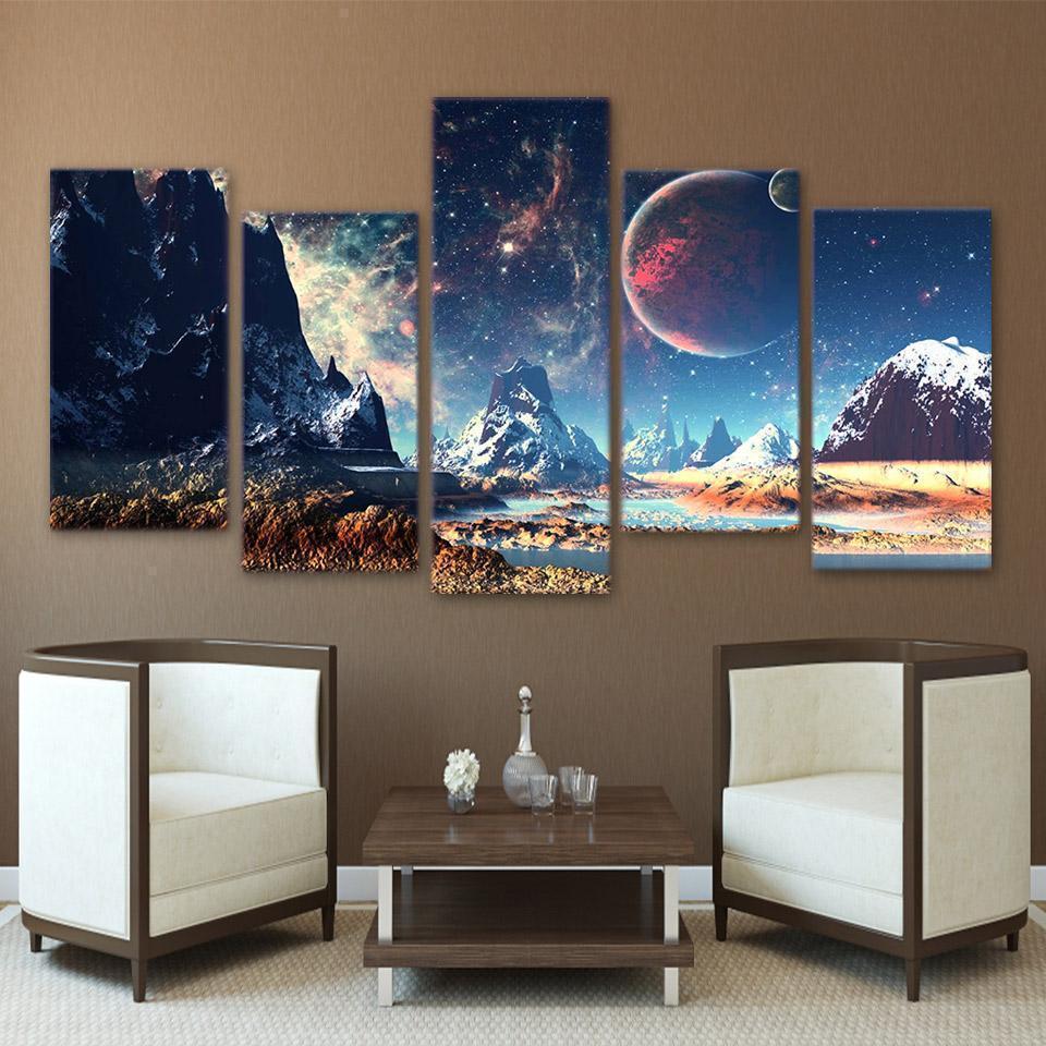 Mountains and Space Canvas Wall Art