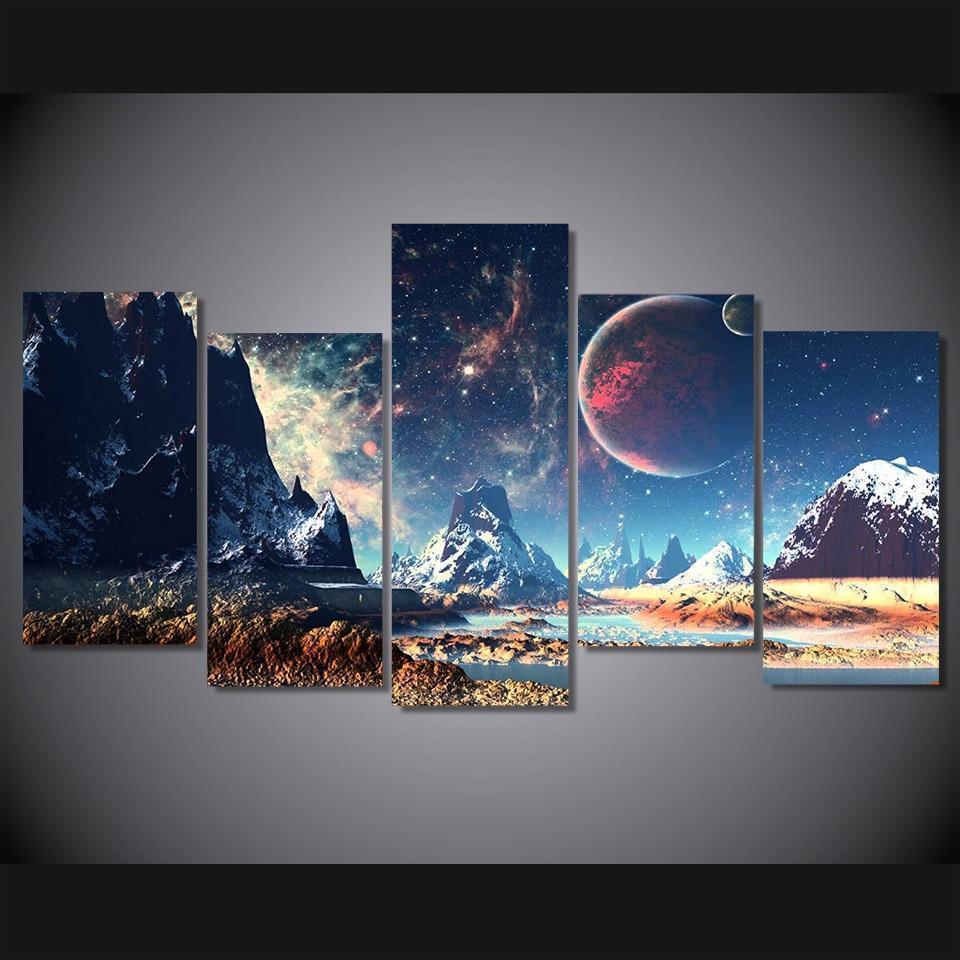 Mountains and Space Canvas Wall Art