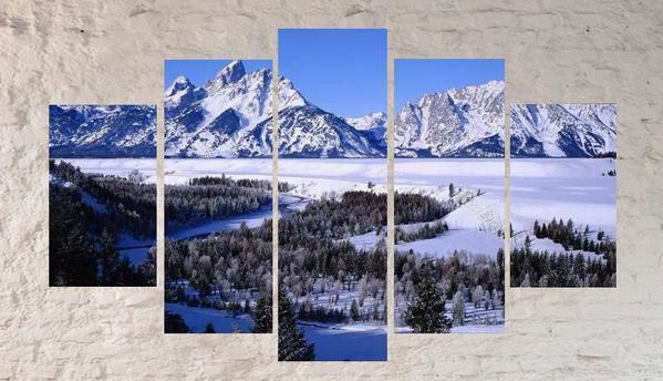 Mountains Forest Winter Snow Landscapes Nature Canvas Wall Art