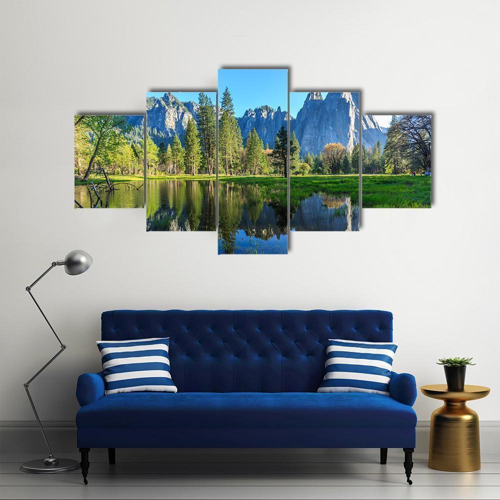 Mountains View In Yosemite National Park Nature Canvas Wall Art