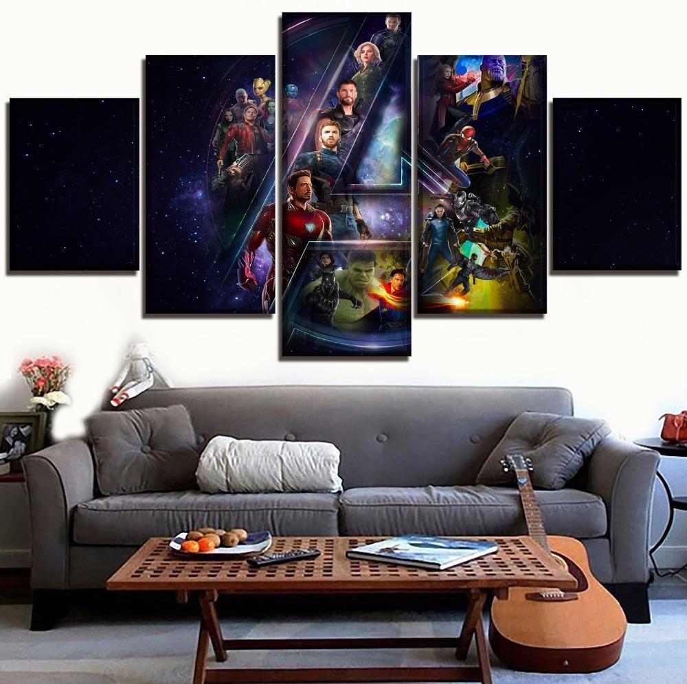 Movie Avengers Infinty War Characters And Logo Marvel Canvas Wall Art