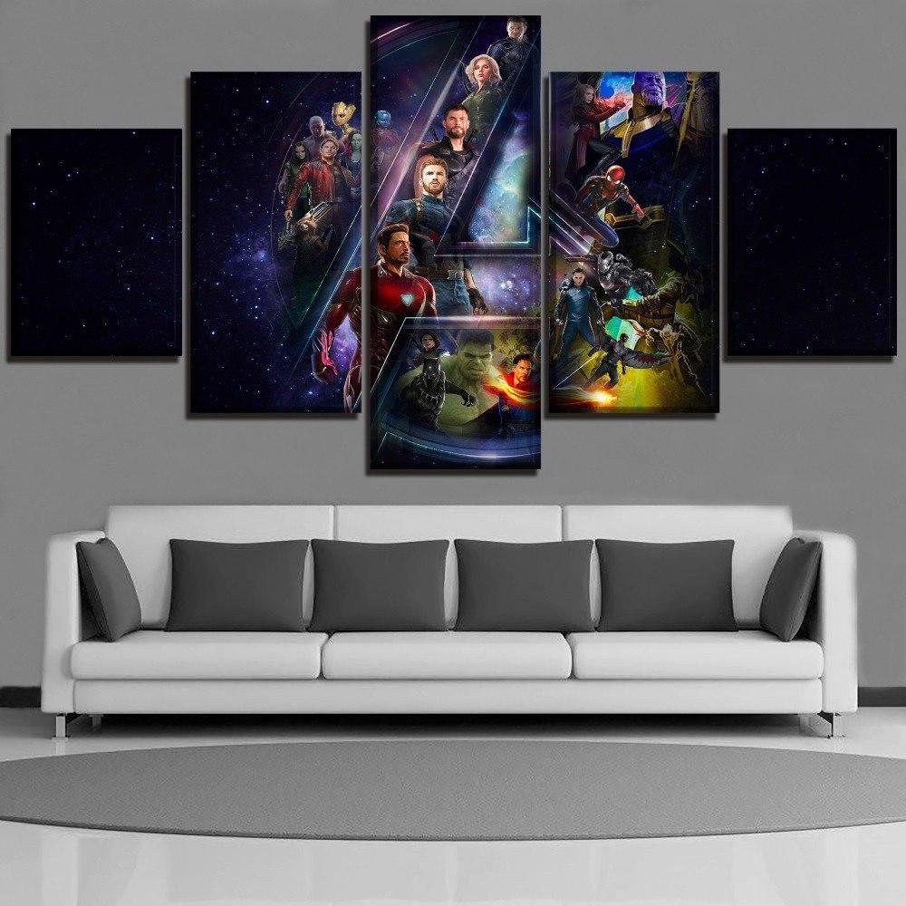 Movie Avengers Infinty War Characters And Logo Marvel Canvas Wall Art