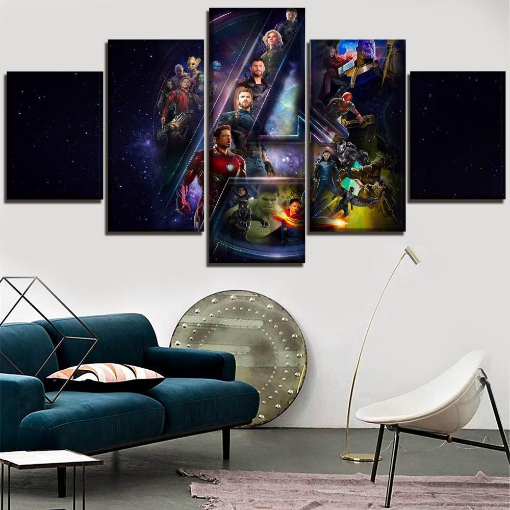 Movie Avengers Infinty War Characters And Logo Marvel Canvas Wall Art