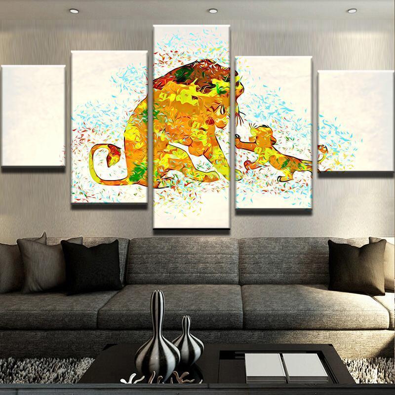 Mufasa And Simba Cartoon Canvas Wall Art