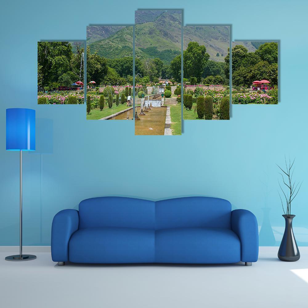 Mughal Garden In Srinagar Nature Canvas Wall Art