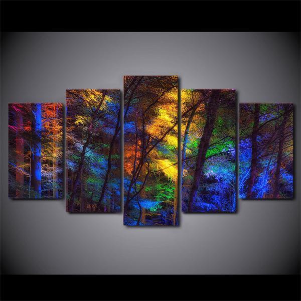 Multi Colored Forest Trees Fall Nature Canvas Wall Art