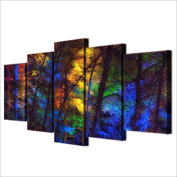 Multi Colored Forest Trees Fall Nature Canvas Wall Art