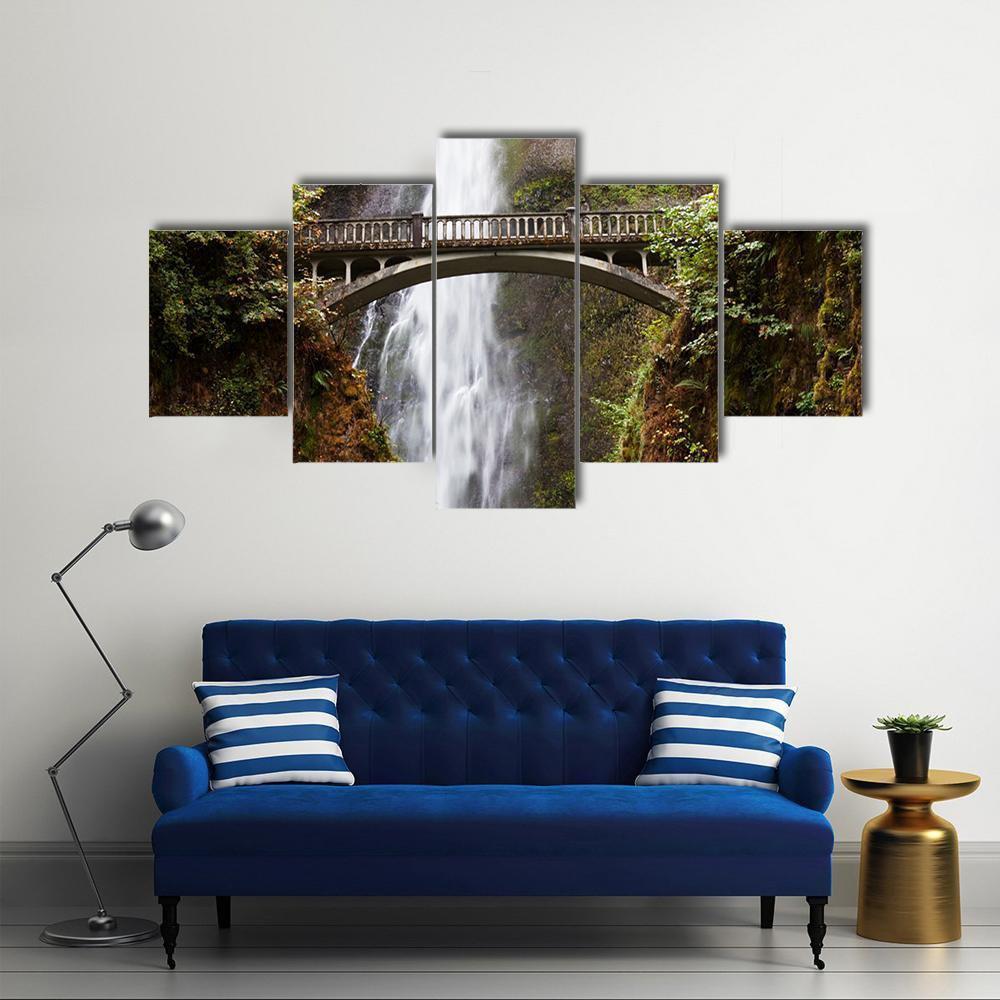 Multnomah Falls In Oregon Nature Canvas Wall Art