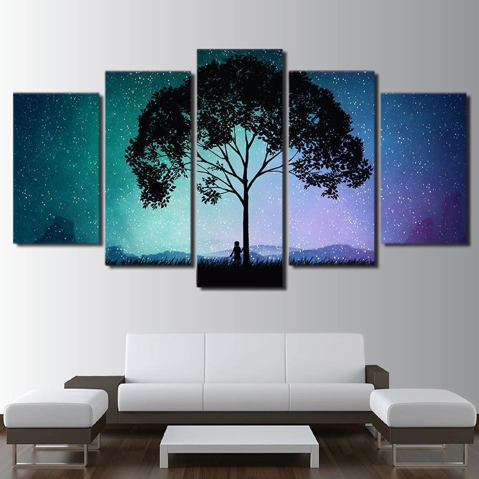 Mysterious Starry Sky Landscape Canvas Wall Art
