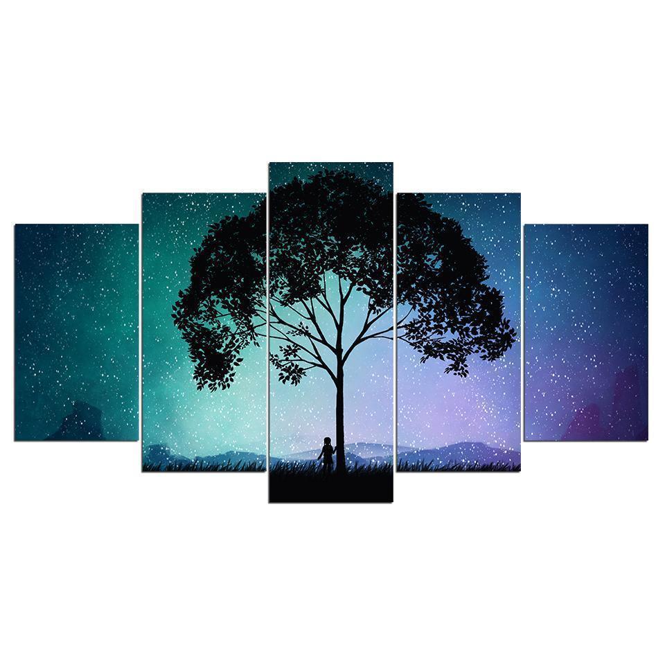 Mysterious Starry Sky Landscape Canvas Wall Art