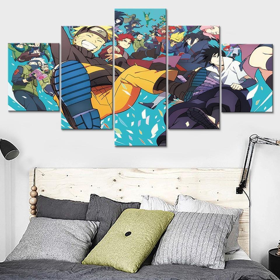 Naruto Characters 5 Anime Canvas Wall Art