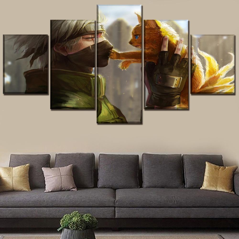 Naruto Kakashi Hatake And Kyubi Poster Anime Canvas Wall Art