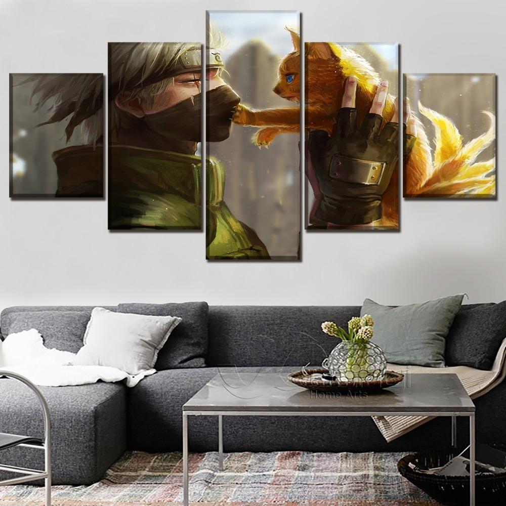 Naruto Kakashi Hatake And Kyubi Poster Anime Canvas Wall Art