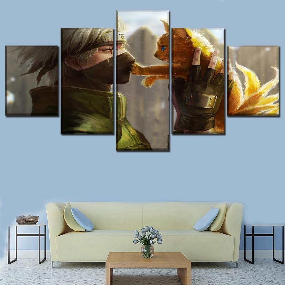 Naruto Kakashi Hatake And Kyubi Poster Anime Canvas Wall Art