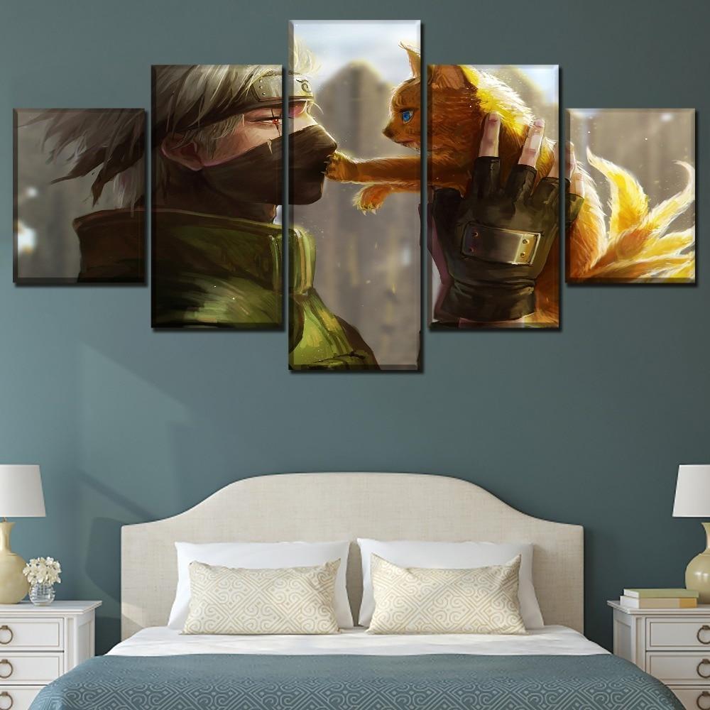 Naruto Kakashi Hatake And Kyubi Poster Anime Canvas Wall Art