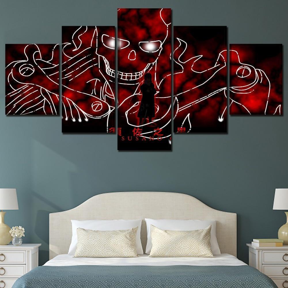 Naruto Red Skull Sasuke Uchiha  Anime Canvas Wall Art