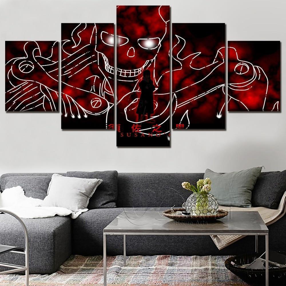 Naruto Red Skull Sasuke Uchiha  Anime Canvas Wall Art