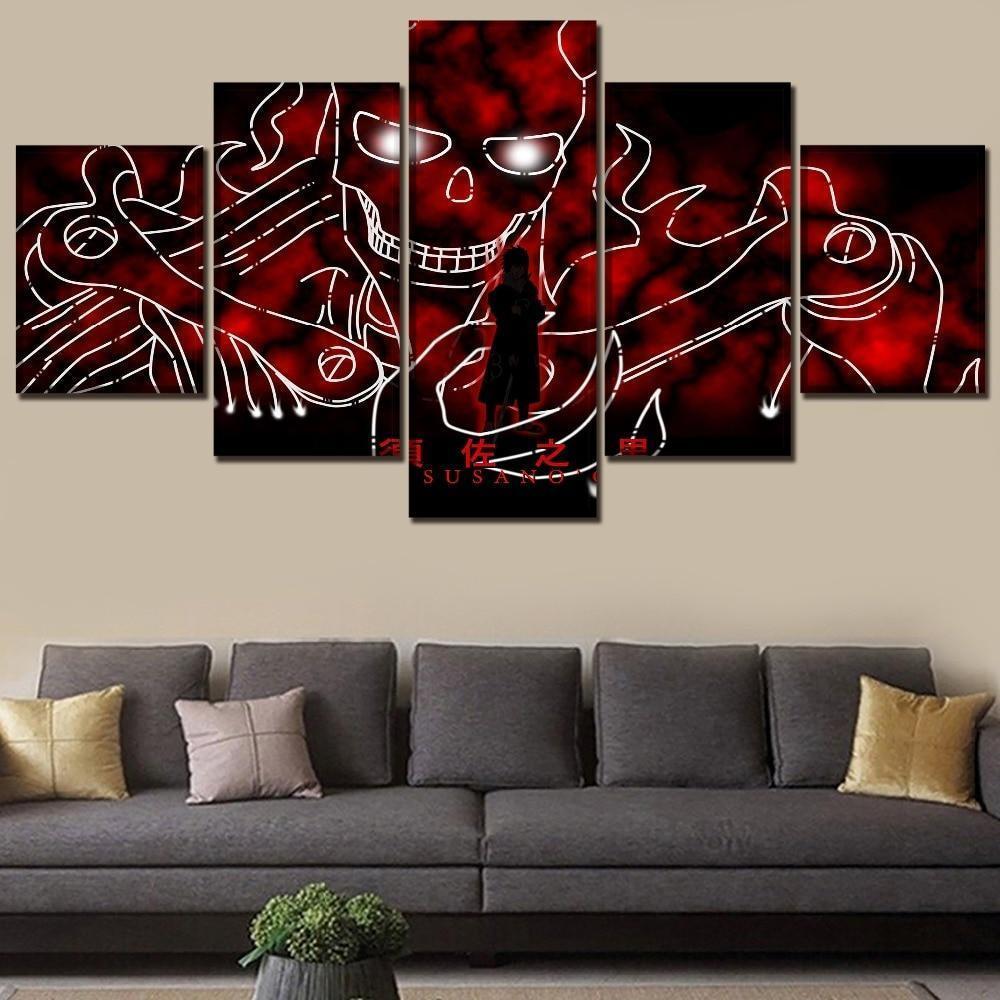 Naruto Red Skull Sasuke Uchiha  Anime Canvas Wall Art