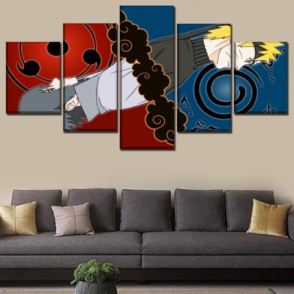 Naruto Uzumaki  And Sasuke Uchiha 2 Anime Canvas Wall Art