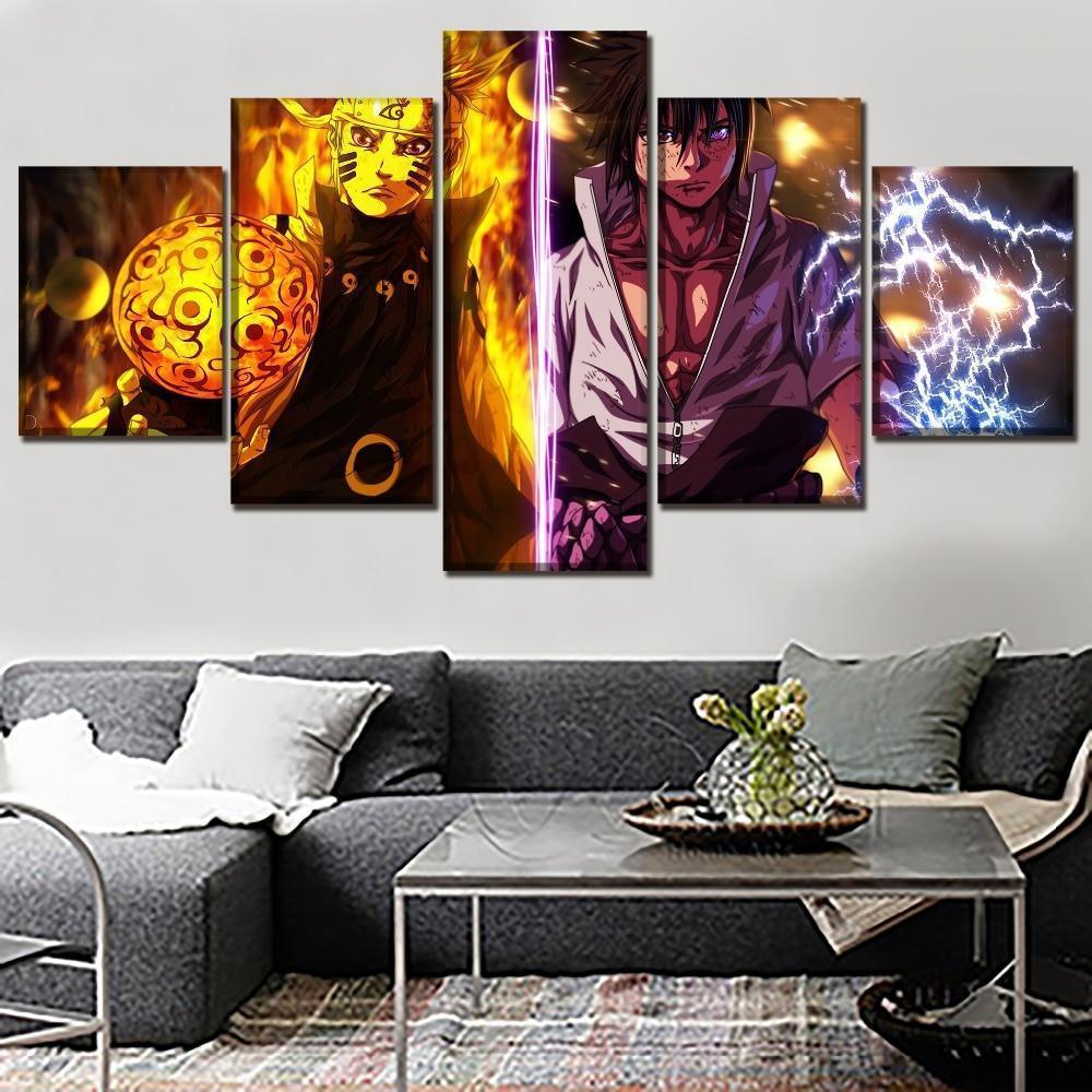 Naruto Uzumaki And Sasuke Uchiha Anime Canvas Wall Art