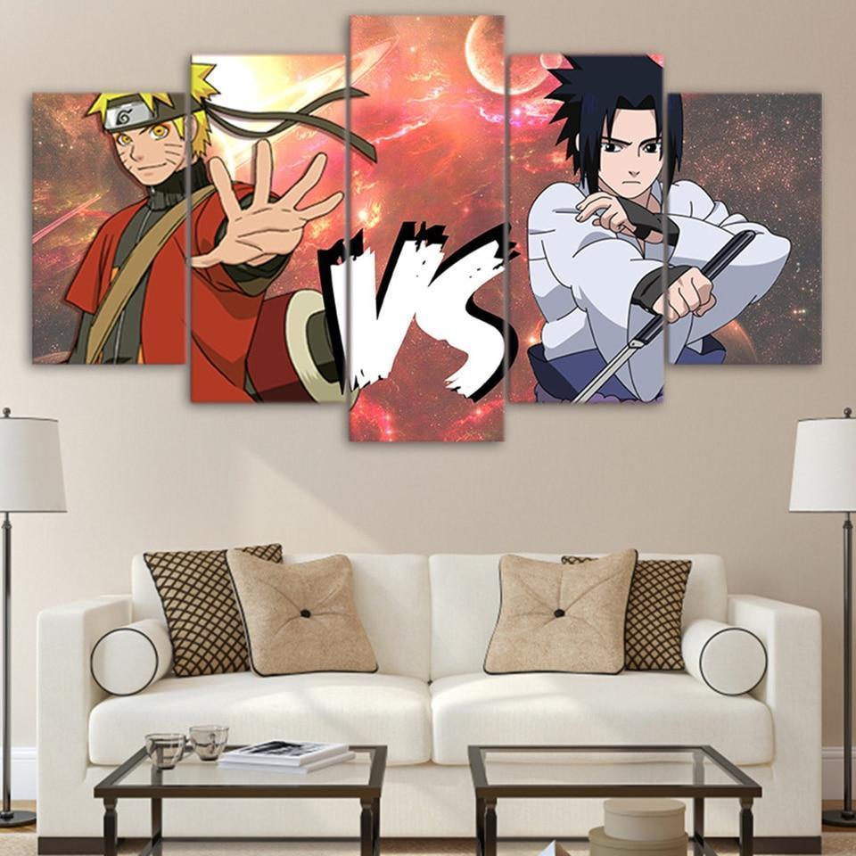 Naruto Vs Uchiha Sasuke Anime Canvas Wall Art
