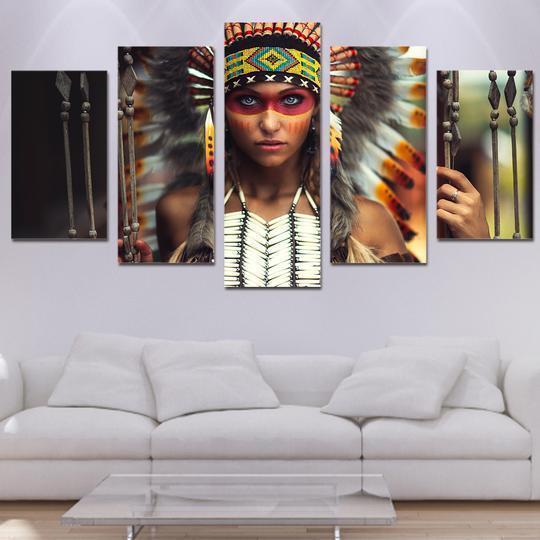 Native American Female Warrior Army Canvas Wall Art