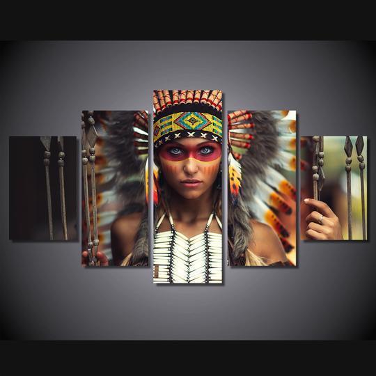 Native American Female Warrior Army Canvas Wall Art