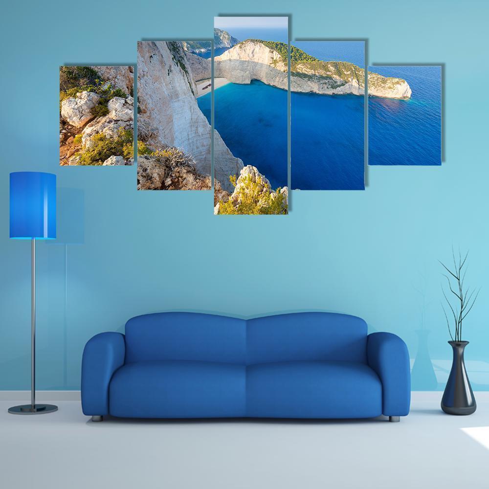 Navagio Beach At Sunset On Zakynthos Island Nature Canvas Wall Art