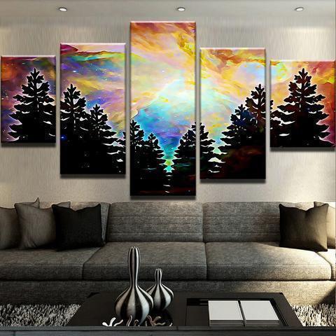 Nebula Forest Nature Canvas Wall Art