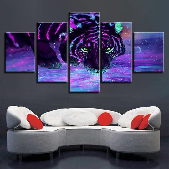 Neon Purple Tiger Animal Canvas Wall Art