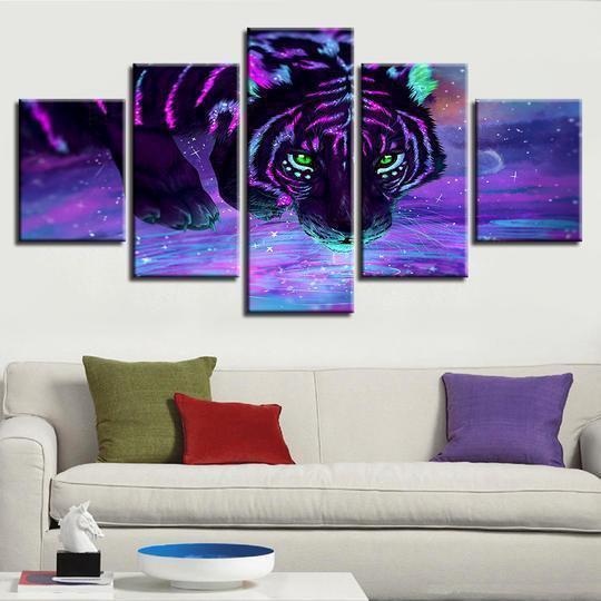 Neon Purple Tiger Animal Canvas Wall Art