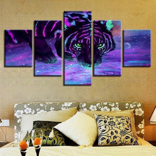 Neon Purple Tiger Animal Canvas Wall Art