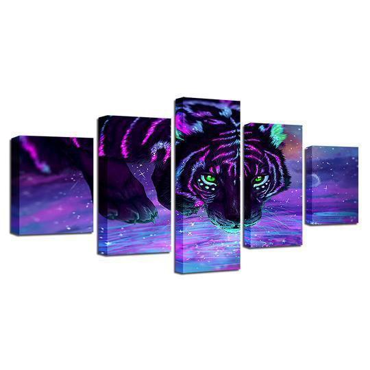 Neon Purple Tiger Animal Canvas Wall Art
