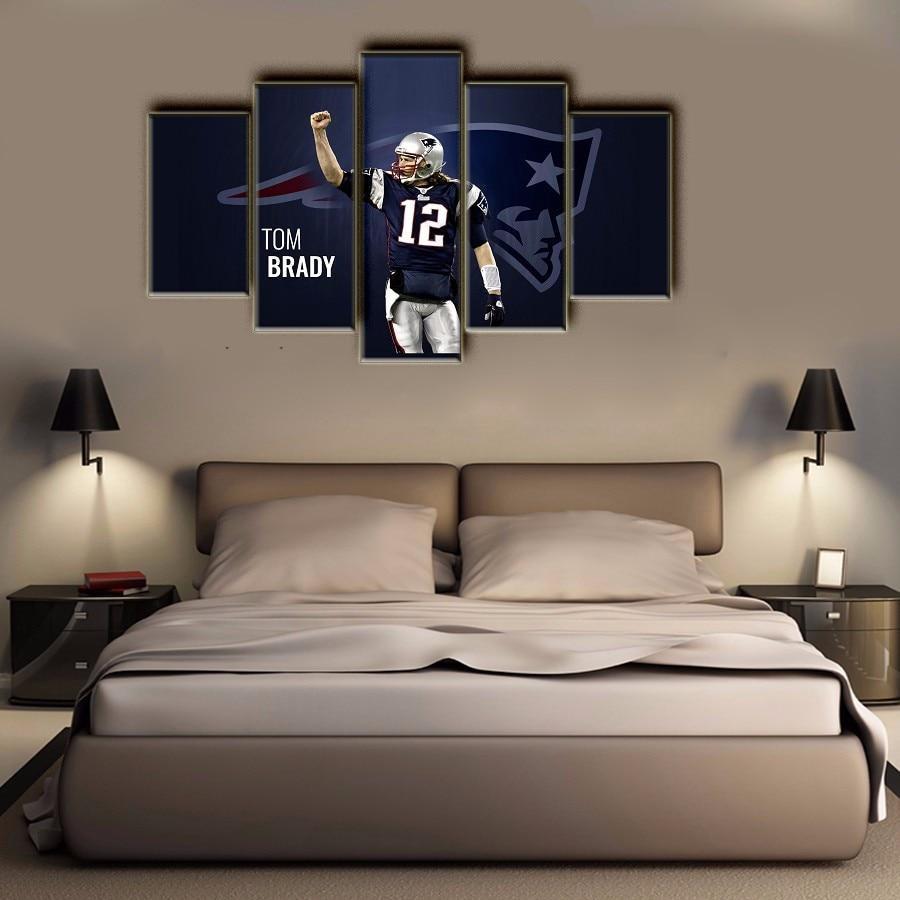 New England Patriot Star Tom Brady  Football Canvas Wall Art
