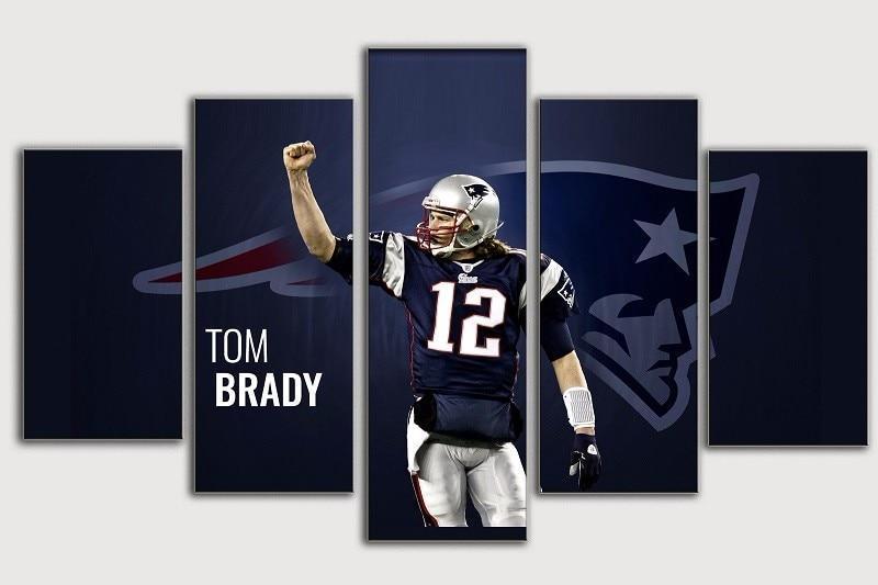 New England Patriot Star Tom Brady  Football Canvas Wall Art