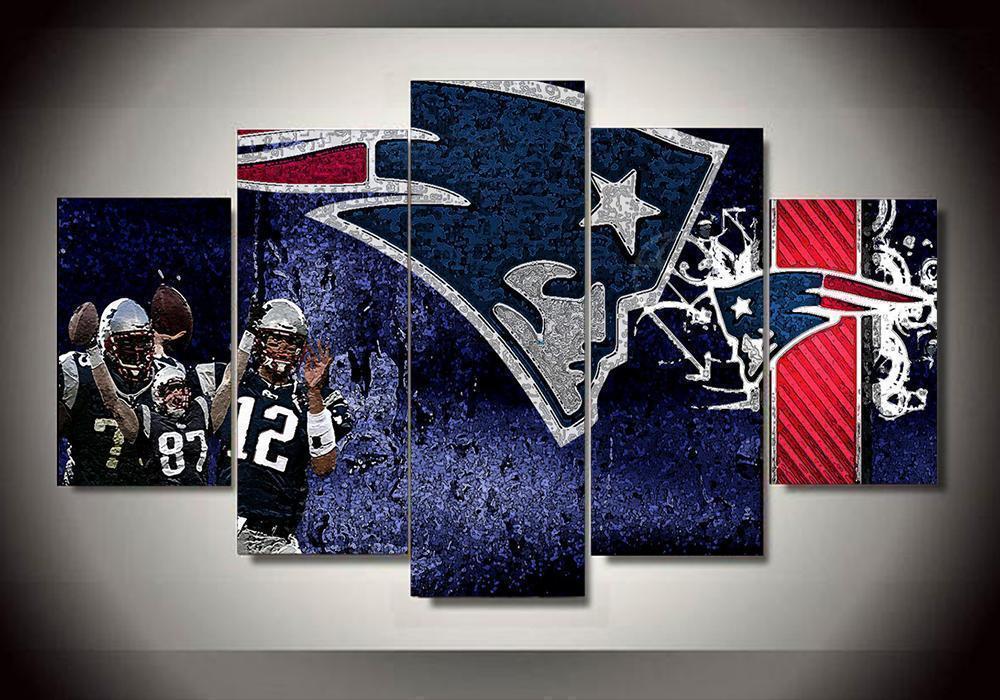 New England Patriots 5  Football Canvas Wall Art