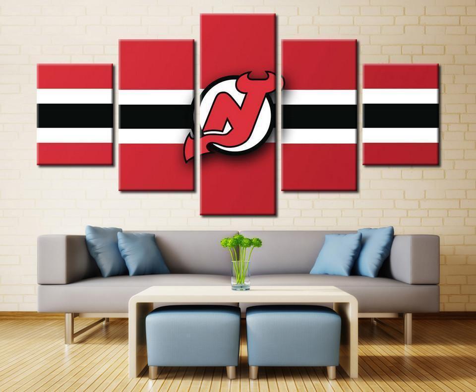 New Jersey Devils Logo 1   Ice Hockey Canvas Wall Art
