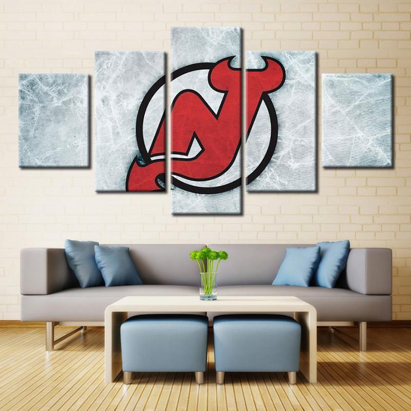New Jersey Devils Logo 2   Ice Hockey Canvas Wall Art