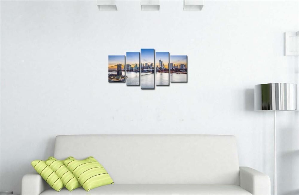 New York City Over East River Brooklyn Bridge Nature Canvas Wall Art