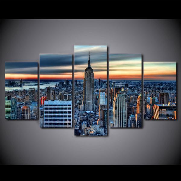 New York City Skyline Cityscape Nature Canvas Wall Art