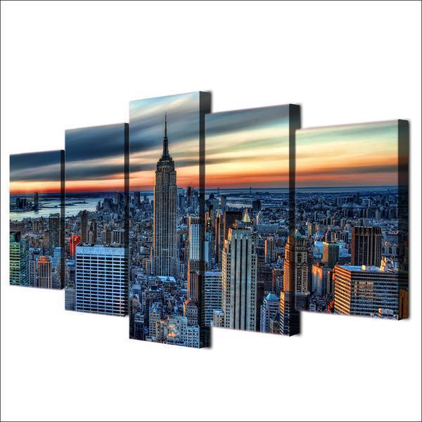 New York City Skyline Cityscape Nature Canvas Wall Art